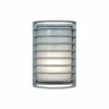 Access Lighting Bermuda LED Outdoor Bulkhead Wall Light, 11", Ribbed Frosted Glass Shade, Satin