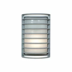 Access Lighting Bermuda LED Outdoor Bulkhead Wall Light, 11", Ribbed Frosted Glass Shade, Satin