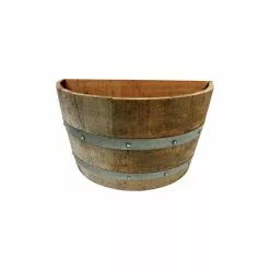 Master Garden Products Oak Wood Quarter Wine Barrel Planter, 26"W X 14"L X 18"H