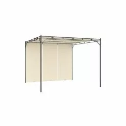 Vida XL International B.V. VidaXL Garden Gazebo With Side Curtain 118.1"x118.1"x88.6" Cream Sunshade
