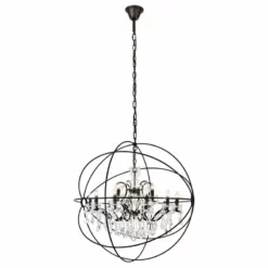 Elegant Furniture & Lighting Urban Collection Pendent Lamp, Shade,, Clear Shade, Dark Bronze