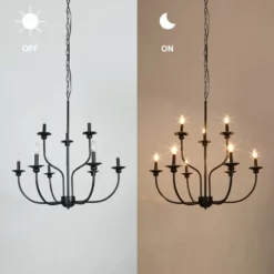 LNC Lighting LNC Modern Farmhouse Candle-Style 9-Light Black Chandelier -Ceiling Lighting Shop 02d1b8bb028b5443 8731 w800 h800 b0 p0