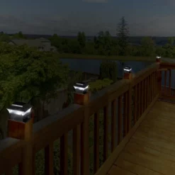 Glitzhome 5.75"L Solar Powered LED Fence Post Cap Light, Set Of 4, Black -Ceiling Lighting Shop 03511ec1008fb184 5013 w800 h800 b0 p0