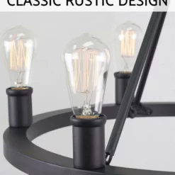 Kira Home Jericho 25" Rustic Farmhouse Wagon Wheel Chandelier, Round Kitchen -Ceiling Lighting Shop 03915dd10f1b3d39 1915 w800 h800 b0 p0