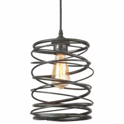 LNC Lighting LNC Mocha 1-Light Farmhouse Antique Black Cylinder Mini Pendant Lighting 9.5"H
