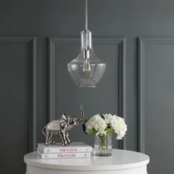 JONATHAN Y Watts 10.5" Glass, Metal LED Pendant, Chrome/Clear, Width: 10.5" 14 JONATHAN Y Watts 10.5" Glass, Metal LED Pendant, Chrome/Clear, Width: 10.5" -Ceiling Lighting Shop 0551fd520f7630f5 1395 w800 h800 b0 p0