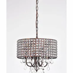 Edvivi Lighting 4-Light Antique Copper Square Beaded Round Drum Shade Chandelier With Crystals -Ceiling Lighting Shop 05b137f80b6d230d 5901 w800 h800 b0 p0
