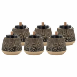 Home Essentials Patio Essentials Geometric Black & Tan Tabletop Torch, 6-Pack