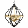 Kira Home Capistrano 28" 6-Light Rustic Farmhouse Chandelier, Warm Brass + Black