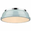 Golden Lighting Duncan 14" Flush Mount, Chrome With Seafoam Shade