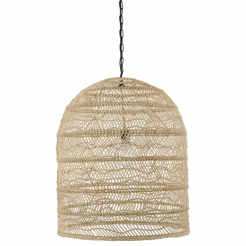 KOUBOO Luhu Open Weave Cane Rib Cloche-shape Pendant Lamp, Natural 1 KOUBOO Luhu Open Weave Cane Rib Cloche-shape Pendant Lamp, Natural