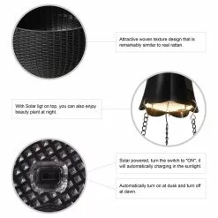 Glitzhome 30"H Solar Lighted Plastic Hanging Planter, Black -Ceiling Lighting Shop 08c139b0000151f7 1547 w800 h800 b1 p0