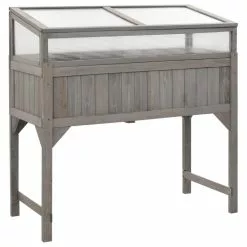 Vida XL International B.V. VidaXL Solid Fir Wood Raised Bed With Greenhouse 43.3"x21.3"x47.2" Flower Box