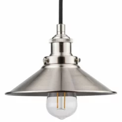 Linea Di Liara Andante Industrial Factory Pendant With LED Bulb, Brushed Nickel