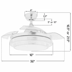 Bella Depot Modern Ceiling Fan With Light And Remote, Retractable Bedroom Ceiling Fan, Silver (Recommend), 36" -Ceiling Lighting Shop 0a91ba960dec6a2f 7964 w800 h800 b1 p0