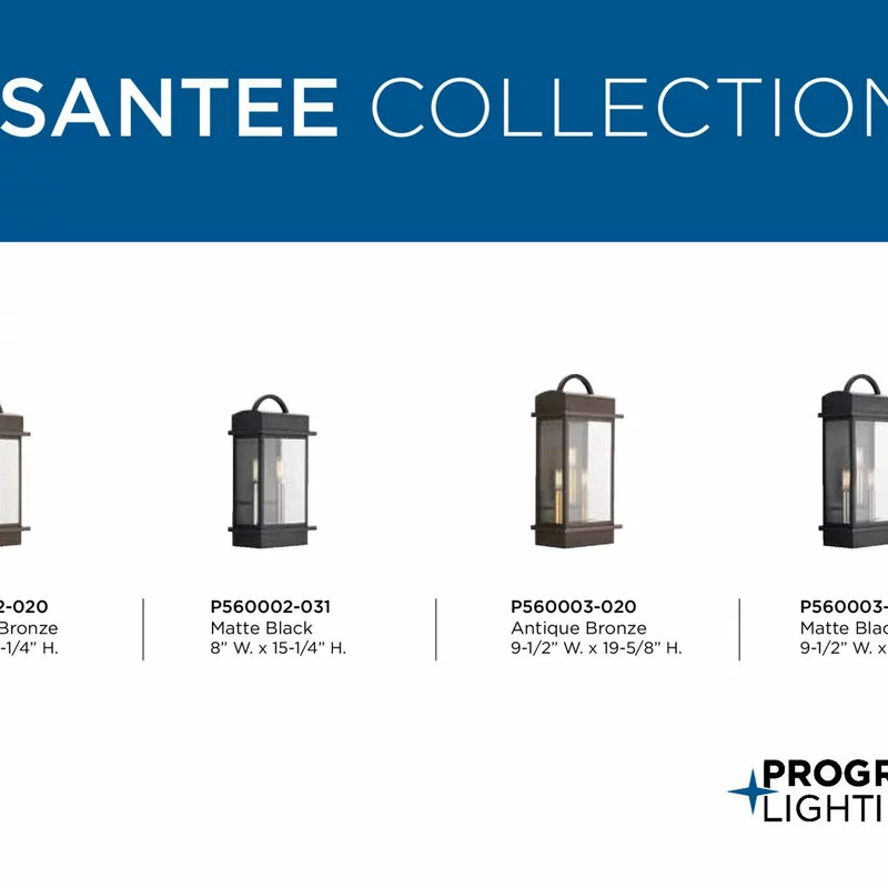 Progress Lighting Santee 3-Light Large Wall Lantern, Black 5 Progress Lighting Santee 3-Light Large Wall Lantern, Black - Image 5