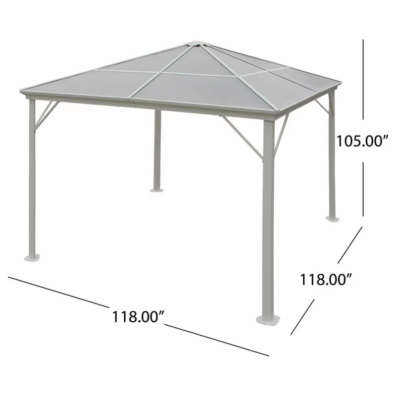 GDFStudio GDF Studio Halley Outdoor 10'x10' Aluminum Framed Gazebo, No Curtains, White 8 GDFStudio GDF Studio Halley Outdoor 10'x10' Aluminum Framed Gazebo, No Curtains, White - Image 8