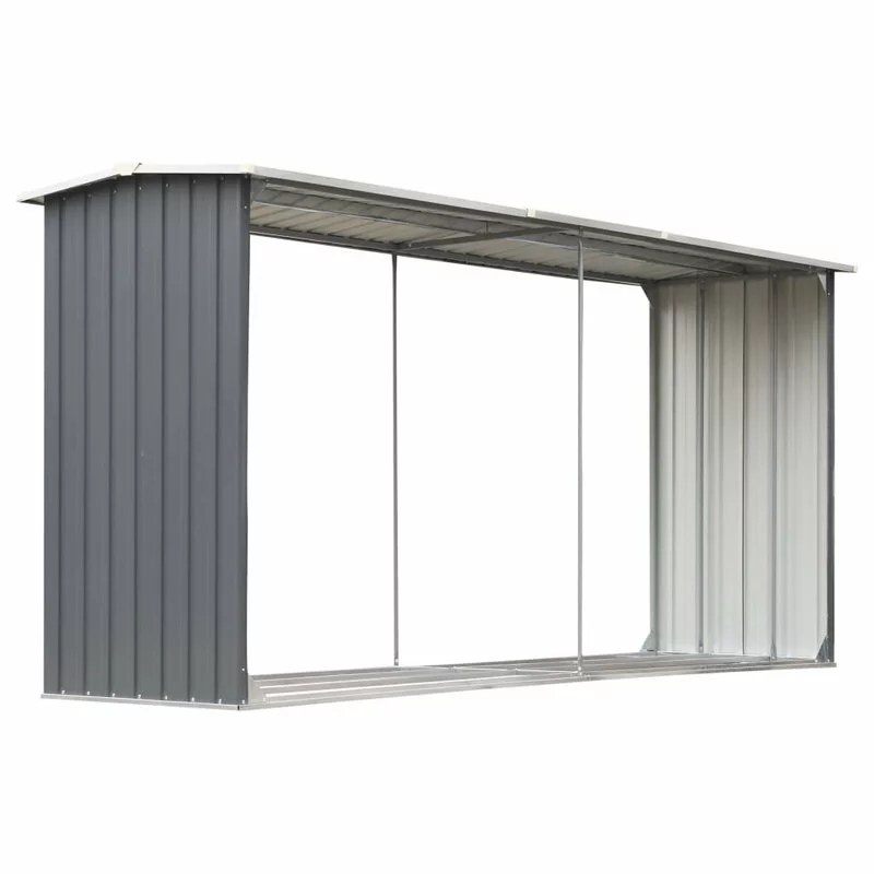 Vida XL International B.V. VidaXL Garden Log Storage Shed Galvanized Steel 129.9" Gray Outdoor Firewood 1 Vida XL International B.V. VidaXL Garden Log Storage Shed Galvanized Steel 129.9" Gray Outdoor Firewood