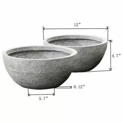 LuxenHome Set Of 2 Gray MgO Round Bowl Planters -Ceiling Lighting Shop 0b51cdc7021f73da 1004 w800 h800 b1 p0