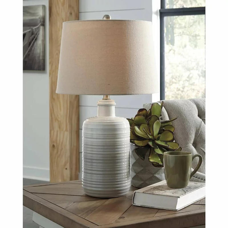 Ashley Furniture Industries Marnina Taupe 24" Ceramic Table Lamp Set Of 2 2 Ashley Furniture Industries Marnina Taupe 24" Ceramic Table Lamp Set Of 2 - Image 2