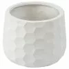LuxenHome White MgO Geometric Design Round Indoor/Outdoor Planter