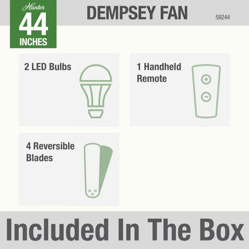 Hunter Fan Company 44" Dempsey Low Profile Ceiling Fan With Light + Remote, Fr 7 Hunter Fan Company 44" Dempsey Low Profile Ceiling Fan With Light + Remote, Fr - Image 7
