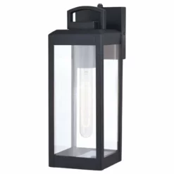 Vaxcel Kinzie 1 Light Dusk To Dawn Outdoor Wall Lantern Clear Glass, Textured Black, 5-