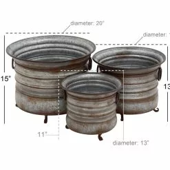 Brimfield & May Set Of 3 Grey Metal Farmhouse Planter, 20", 16", 13" 20267 -Ceiling Lighting Shop 1101dffd00523249 2050 w800 h800 b0 p0
