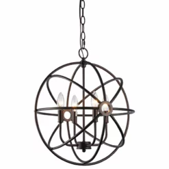 CHLOE Lighting, Inc. Ironclad Industrial-Style 4 Light Rubbed Bronze Ceiling Pendant