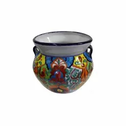 Fine Crafts & Imports Medium Size Rainbow Talavera Ceramic Pot