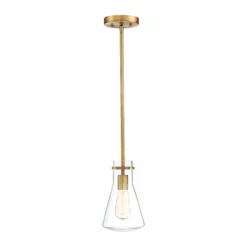 Helmsman Lighting Works 1-Light Pendant, Natural Brass