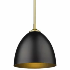 Golden Lighting Zoey Small Pendant, Olympic Gold With Matte Black Shade
