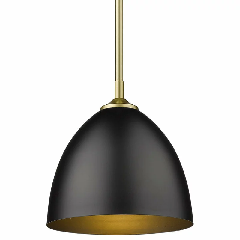 Golden Lighting Zoey Small Pendant, Olympic Gold With Matte Black Shade 1 Golden Lighting Zoey Small Pendant, Olympic Gold With Matte Black Shade