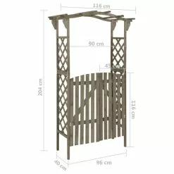 Vida XL International B.V. VidaXL Solid Firwood Pergola With Gate Gray Outdoor Wooden Arbor Gate Arch -Ceiling Lighting Shop 14e11cdd028b1f84 2313 w800 h800 b1 p0