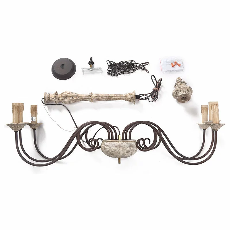 LNC Lighting LNC 6-Light French Country And Farmhouse Candle Rustic Chandelier Lighting 12 LNC Lighting LNC 6-Light French Country And Farmhouse Candle Rustic Chandelier Lighting - Image 12