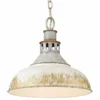 Golden Lighting Kinsley Large Pendant, Aged Galvanized Steel With Antique Ivory Shade
