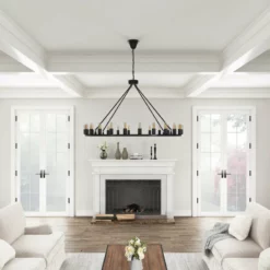 Aiwen 24-Light Candle Wagon Wheel Chandelier Farmhouse Black Pendant Lights, Black -Ceiling Lighting Shop 15f1cf04017fb01a 0307 w800 h800 b0 p0