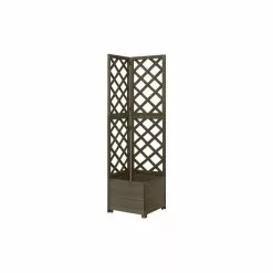 Vida XL International B.V. VidaXL Solid Fir Wood Corner Trellis Planter Gray Trellis Garden Outdoor Patio