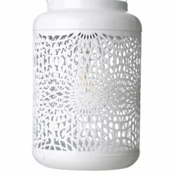 Glitzhome 8.75"H White Metal Cutout Solar Powered Lantern -Ceiling Lighting Shop 16c1c2a5022461ff 3457 w800 h800 b1 p0