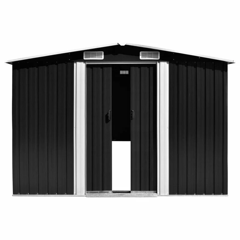 Vida XL International B.V. VidaXL Garden Shed With Sliding Doors 154.3" Metal Anthracite Tool Log Cabin 2 Vida XL International B.V. VidaXL Garden Shed With Sliding Doors 154.3" Metal Anthracite Tool Log Cabin - Image 2