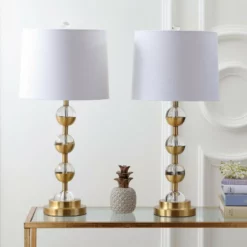 JONATHAN Y Avery 27.5" Crystal Table Lamp, Clear And Brass Gold, Set Of 2 -Ceiling Lighting Shop 1761707a0387bd38 7380 w800 h800 b0 p0