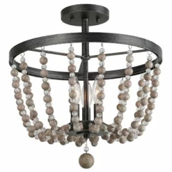 LNC Lighting LNC 3-light Flush Mounts Ceiling Lights Distressed Wood Beads Black Finish Retro -Ceiling Lighting Shop 17714da102ee46be 7316 w800 h800 b1 p0