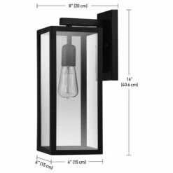 Globe Electric Bowery 1-Light Matte Black Indoor/Outdoor Wall Sconce With Clear Glass Shade -Ceiling Lighting Shop 179162f30c3917b8 0112 w800 h800 b1 p0