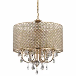 Edvivi Lighting 6-Light Gold Round Beaded Drum Chandelier With Hanging Crystals -Ceiling Lighting Shop 17d155910fc2fc26 0991 w800 h800 b1 p0