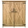 Hanover Outdoor Wooden Storage Shed For Tools, With Shelf And Latch