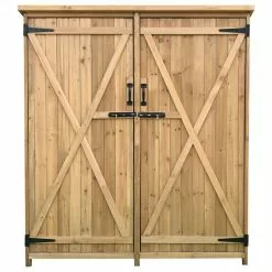 Hanover Outdoor Wooden Storage Shed For Tools, With Shelf And Latch