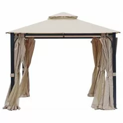 Moprem Home Garden Gazebo Polyester Fabric 10' X 10' Patio Double Roof Vented Gazebo