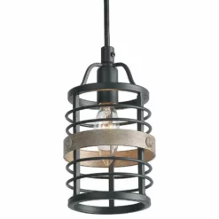 LNC Lighting LNC 1-Light Farmhouse Matte Gray Cylinder Single Mini Pendant Lighting