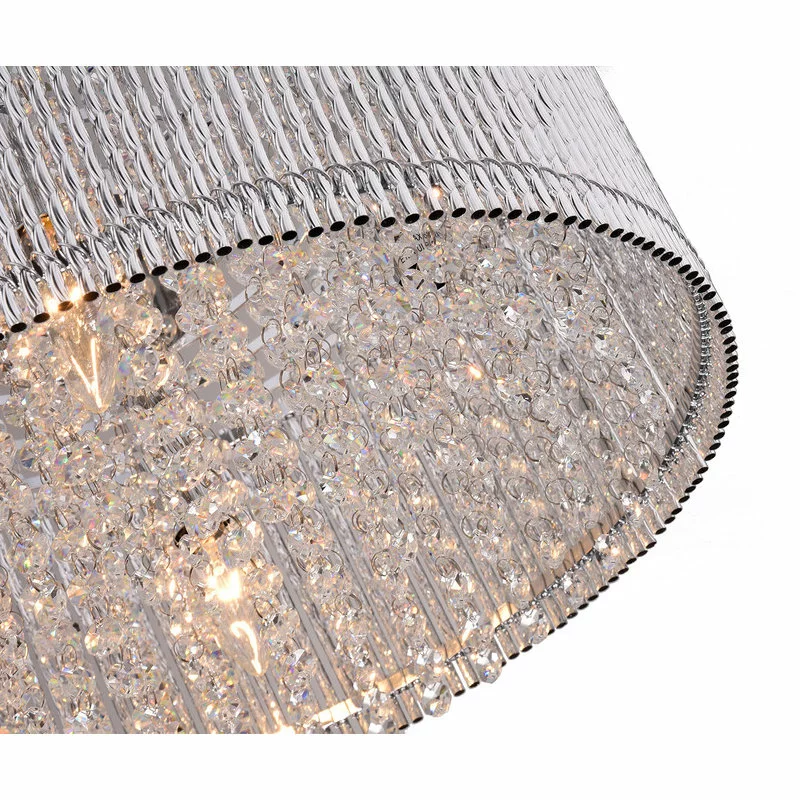 Edvivi Lighting Pamina 4-Light Chrome Tubes Drum Shade Chandelier With Hanging Crystals Glam 3 Edvivi Lighting Pamina 4-Light Chrome Tubes Drum Shade Chandelier With Hanging Crystals Glam - Image 3