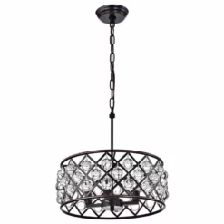 Edvivi Lighting Azha 4-Light Oil Rubbed Bronze Drum Pendant Chandelier With Crystal Spheres Glam -Ceiling Lighting Shop 1931438a0d927f32 0649 w800 h800 b1 p0